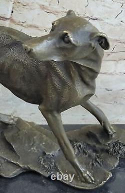 Vintage Art Déco Original Bronze Lévrier Whippet Chien Statue Bureau Sculpture