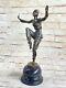 Vintage Grand Art Déco Danseuse Bronze Sculpture Signée Figurine Fonte Figurine