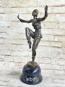 Vintage Grand Art Déco Danseuse Bronze Sculpture Signée Figurine Fonte Figurine