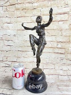 Vintage Grand Art Déco Danseuse Bronze Sculpture Signée Figurine Fonte Figurine