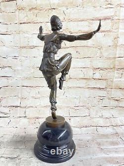 Vintage Grand Art Déco Danseuse Bronze Sculpture Signée Figurine Fonte Figurine