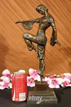 Vintage Grand Art Déco Danseuse Dimitri Chiparus Bronze Sculpture Signée Statue