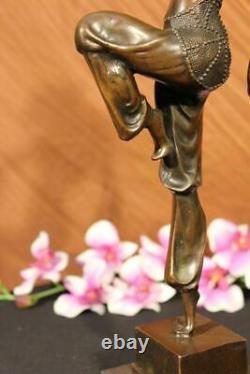 Vintage Grand Art Déco Danseuse Dimitri Chiparus Bronze Sculpture Signée Statue