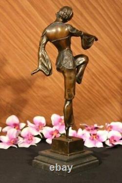 Vintage Grand Art Déco Danseuse Dimitri Chiparus Bronze Sculpture Signée Statue