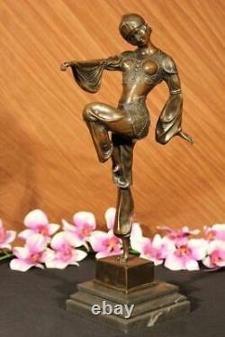 Vintage Grand Art Déco Danseuse Dimitri Chiparus Bronze Sculpture Signée Statue