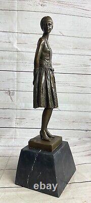 Vintage Original Sculpture Bronze Style Art Nouveau Femme Vieux Victorien Statue