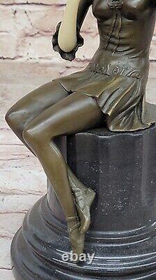 Vintage Sculpture Statue Femme Modèle Art Déco Femelle Figurine Bronze Solde