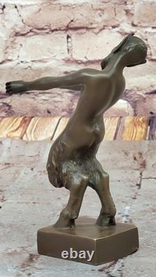Vintage Style Bronze Art Déco Faune Satyre Serre-Livres Fonte Sculpture Par