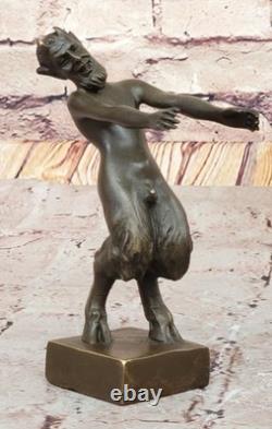 Vintage Style Bronze Art Déco Faune Satyre Serre-Livres Fonte Sculpture Par