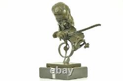 Violoniste Violon Lecteur Rare Moderne Art Déco Bronze Sculpture Statue Jazz