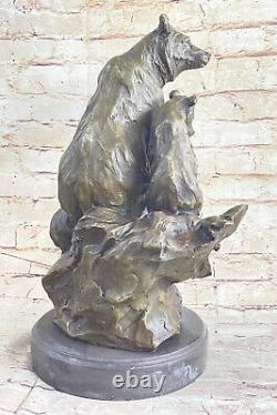 Western Antoine Barye Art Charles Ours Mère Cub Bronze Statue Sculpture Décor