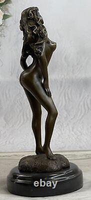 Western Art Déco Sculpture Nu Femme Fille Signée Bronze Statue Fonte Cadeau