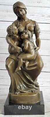 Western Art Décor Sculpture Mère Allaitement Enfant Bronze Marbre Statue