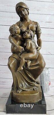 Western Art Décor Sculpture Mère Allaitement Enfant Bronze Marbre Statue