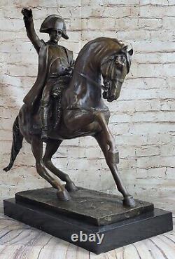 Western Bronze Marbre Base Napoléon Ride Cheval Patrol Art Déco Statue Sculpture