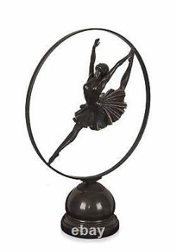 World Art Danseur dans le cercle Sculpture En Bronze, Multicolore, 50x37x15 Cm