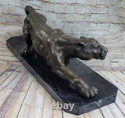 XL Mountain Lion Cougar Puma Bronze Art Déco Sculpture Figurine Par Milo