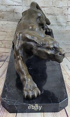 XL Mountain Lion Cougar Puma Bronze Art Déco Sculpture Figurine Par Milo